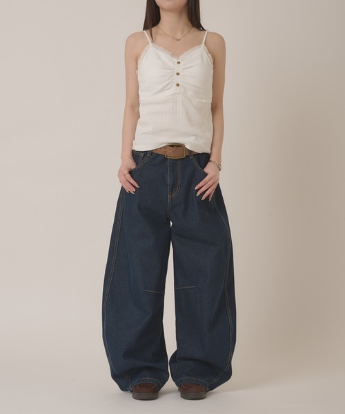 hazyl（ヘイジル）の「stitch curve pants / ステッチカーブパンツ