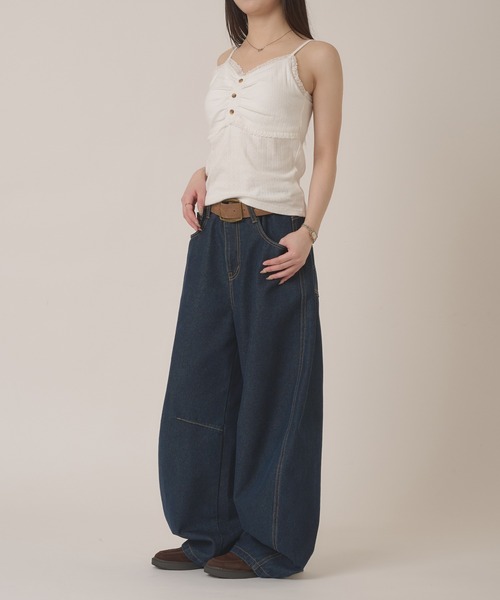 stitch curve pants / ステッチカーブパンツ(デニムパンツ)|hazyl stitch curve pants / ステッチカーブパンツ(デニムパンツ)|hazyl