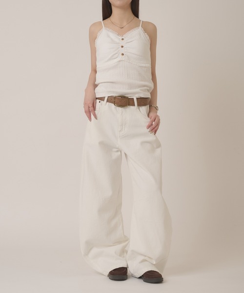hazyl（ヘイジル）の「stitch curve pants / ステッチカーブパンツ