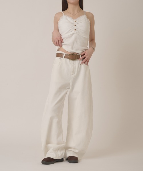 hazyl（ヘイジル）の「stitch curve pants / ステッチカーブパンツ