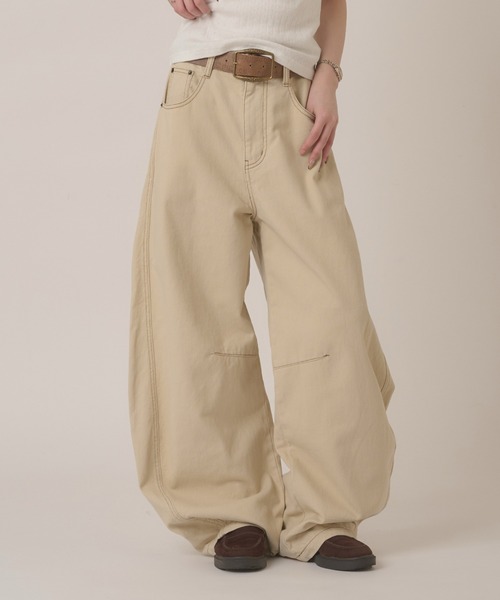 hazyl stitch curve pants / ステッチカーブパンツ stitch curve pants / ステッチカーブパンツ（デニムパンツ）｜hazyl