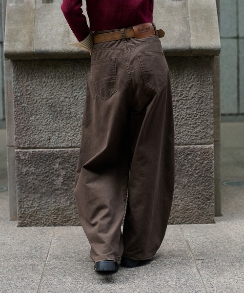 hazyl ステッチカーブパンツ茶色　 Sサイズ stitch curve pants / ステッチカーブパンツ（デニムパンツ）｜hazyl