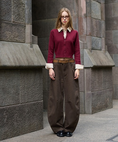 hazyl（ヘイジル）の「stitch curve pants / ステッチカーブパンツ（デニムパンツ・レディース・ブラウン系その他/ブルー/オフホワイト・SMALL/MEDIUM）」の20枚目の写真