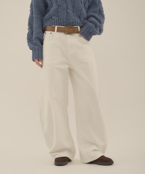 stitch curve pants / ステッチカーブパンツ（デニムパンツ）｜hazyl