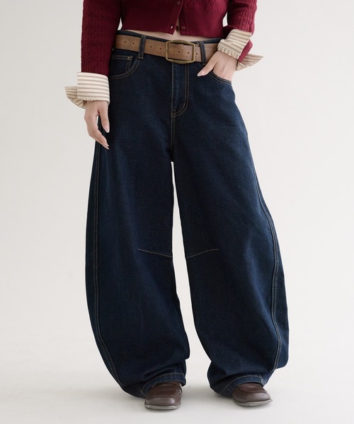 hazyl（ヘイジル）の「stitch curve pants / ステッチカーブパンツ