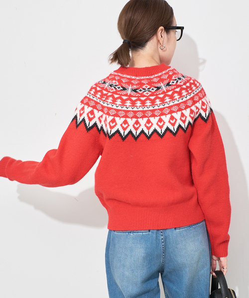 スローブイエナ　フェアアイルニット　赤 セール】フェアアイルニット（ニット/セーター）｜SLOBE IENA