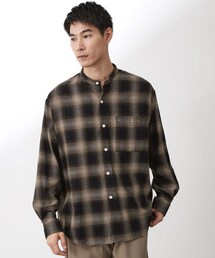 THE SHOP TK | オンブレーチェックバンドカラーシャツ 【洗濯機OK】(シャツ/ブラウス)