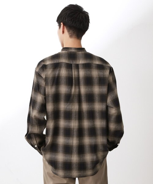 THE SHOP TK （ザ ショップ ティーケー ）の「オンブレーチェックバンドカラーシャツ 【洗濯機OK】（シャツ/ブラウス・メンズ・ブラウン系その他2/ベージュ系その他5・02/03/04）」の4枚目の写真