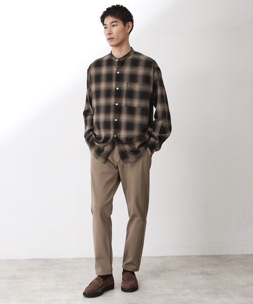 THE SHOP TK （ザ ショップ ティーケー ）の「オンブレーチェックバンドカラーシャツ 【洗濯機OK】（シャツ/ブラウス・メンズ・ブラウン系その他2/ベージュ系その他5・02/03/04）」の5枚目の写真