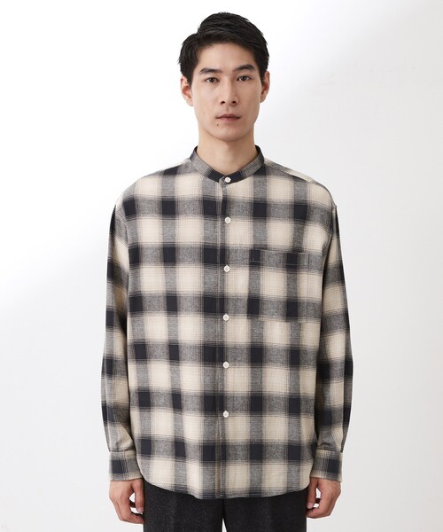 THE SHOP TK （ザ ショップ ティーケー ）の「オンブレーチェックバンドカラーシャツ 【洗濯機OK】（シャツ/ブラウス・メンズ・ブラウン系その他2/ベージュ系その他5・02/03/04）」の11枚目の写真