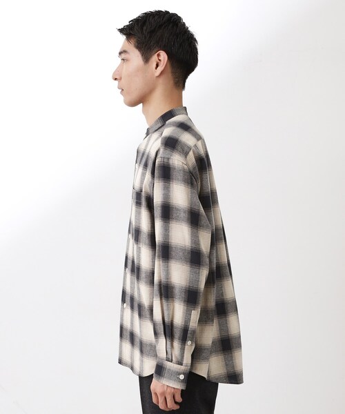 THE SHOP TK （ザ ショップ ティーケー ）の「オンブレーチェックバンドカラーシャツ 【洗濯機OK】（シャツ/ブラウス・メンズ・ブラウン系その他2/ベージュ系その他5・02/03/04）」の12枚目の写真