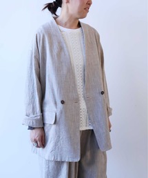 yuni | slab nep tweed no collarジャケット(ノーカラージャケット)
