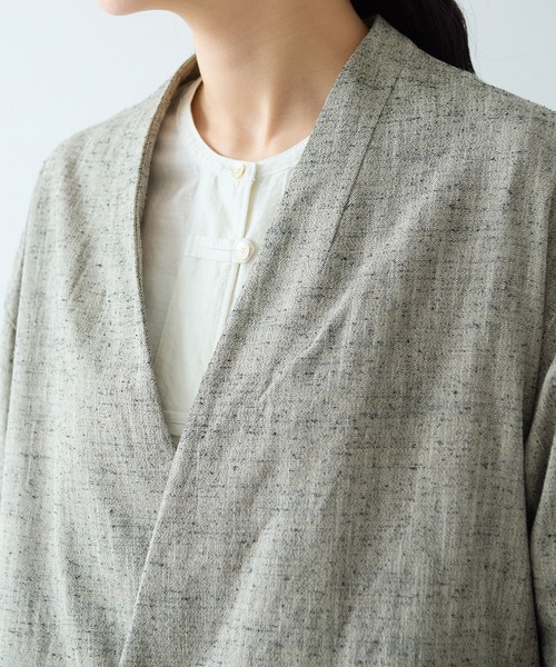 yuni(ユニ )の「slab nep tweed no collarジャケット(ノーカラージャケット・レディース・グレー/ベージュ・FREE)」の13枚目の写真