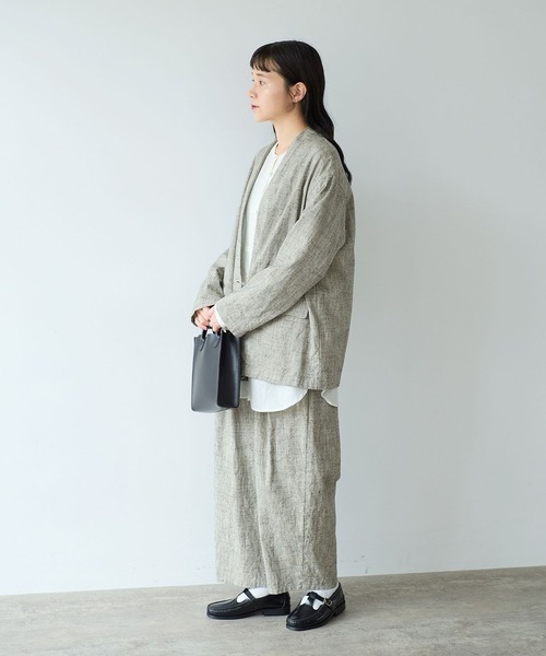 yuni(ユニ )の「slab nep tweed no collarジャケット(ノーカラージャケット・レディース・グレー/ベージュ・FREE)」の5枚目の写真