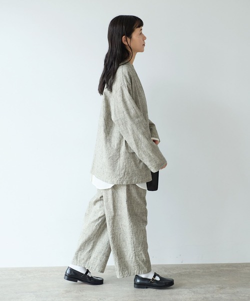 yuni(ユニ )の「slab nep tweed no collarジャケット(ノーカラージャケット・レディース・グレー/ベージュ・FREE)」の6枚目の写真