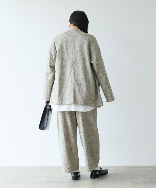 yuni(ユニ )の「slab nep tweed no collarジャケット(ノーカラージャケット・レディース・グレー/ベージュ・FREE)」の7枚目の写真