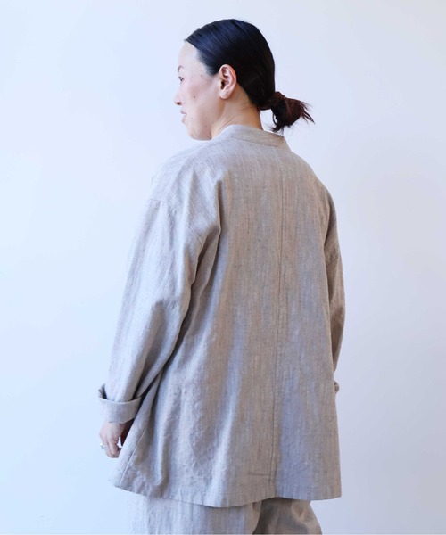 yuni(ユニ )の「slab nep tweed no collarジャケット(ノーカラージャケット・レディース・グレー/ベージュ・FREE)」の22枚目の写真