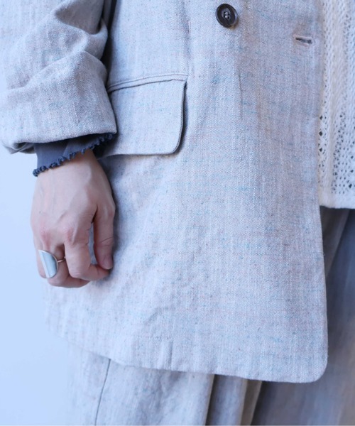 yuni(ユニ )の「slab nep tweed no collarジャケット(ノーカラージャケット・レディース・グレー/ベージュ・FREE)」の20枚目の写真