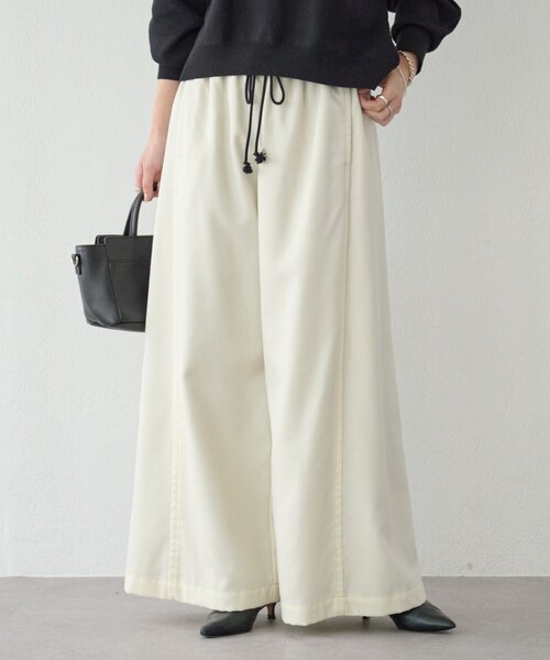 BEARDSLEY(ビアズリー)の「デニムライクウールバギーパンツ(その他パンツ・レディース・アイボリー/ブラック・FREE)」の1枚目の写真