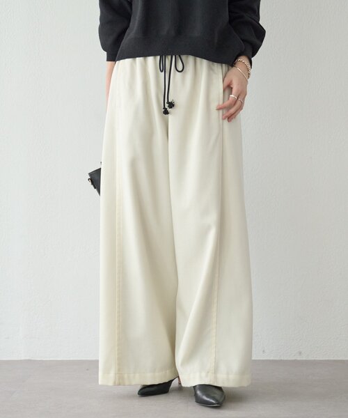 BEARDSLEY(ビアズリー)の「デニムライクウールバギーパンツ(その他パンツ・レディース・アイボリー/ブラック・FREE)」の3枚目の写真