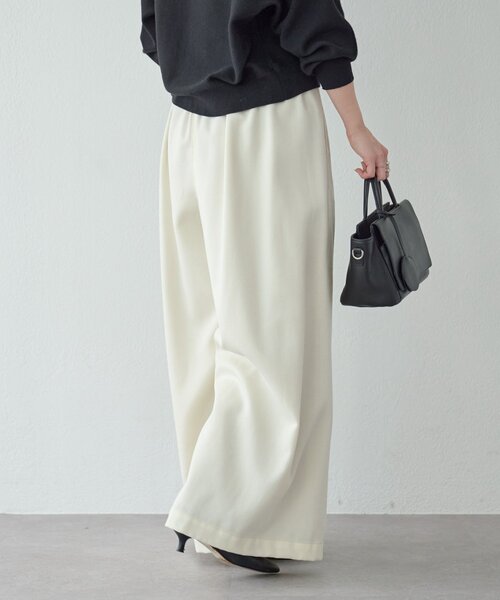 BEARDSLEY(ビアズリー)の「デニムライクウールバギーパンツ(その他パンツ・レディース・アイボリー/ブラック・FREE)」の5枚目の写真