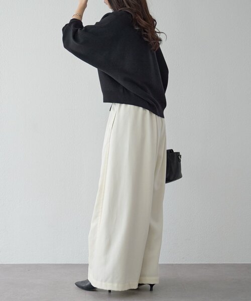 BEARDSLEY(ビアズリー)の「デニムライクウールバギーパンツ(その他パンツ・レディース・アイボリー/ブラック・FREE)」の7枚目の写真