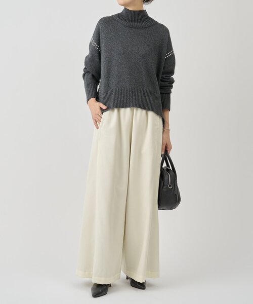 BEARDSLEY(ビアズリー)の「デニムライクウールバギーパンツ(その他パンツ・レディース・アイボリー/ブラック・FREE)」の13枚目の写真