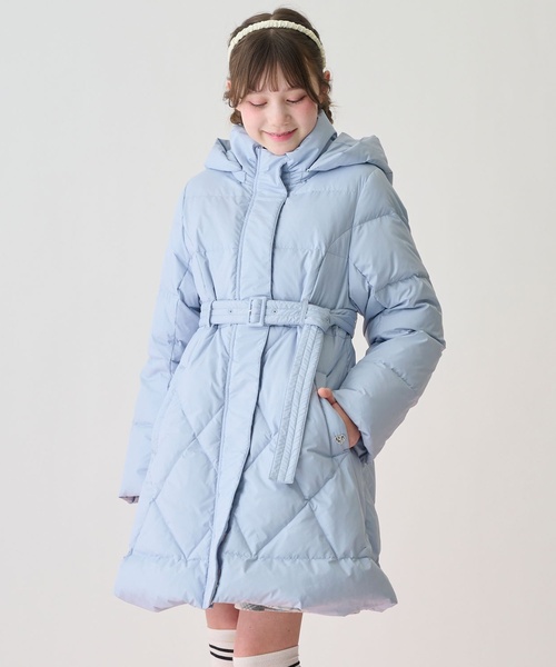 セール】【撥水】リボンベルトつき美シルエットロングダウン（ブルゾン