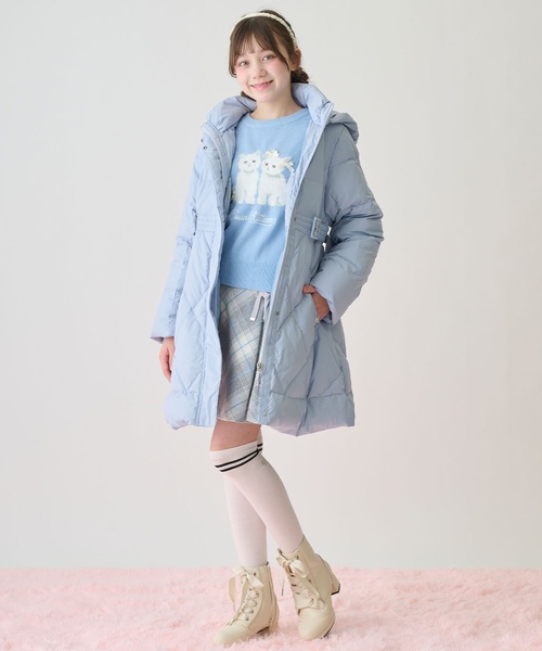 セール】【撥水】リボンベルトつき美シルエットロングダウン（ブルゾン