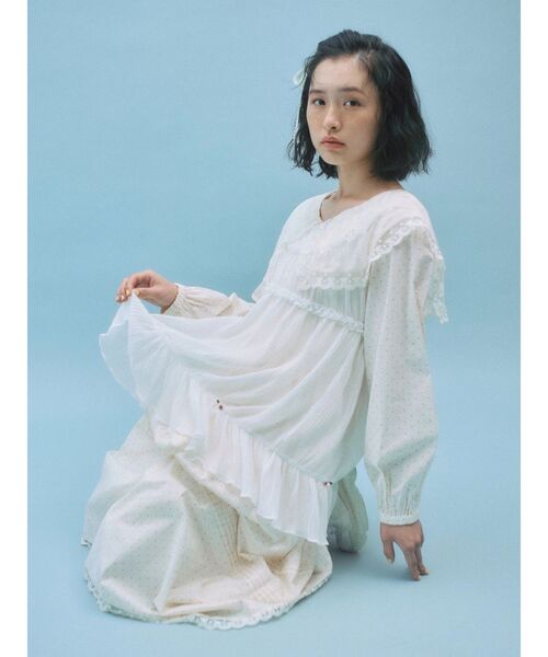 merry jenny(メリージェニー)の「シアーギャザーチュニック(チュニック・レディース・ブルー/オフホワイト/ベージュ・FREE)」の18枚目の写真