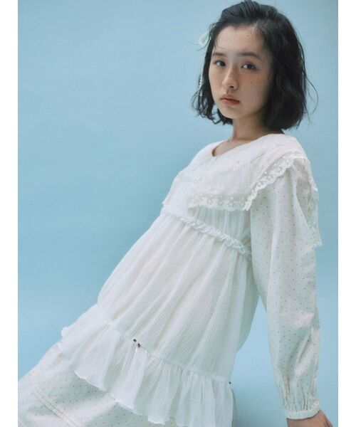 merry jenny(メリージェニー)の「シアーギャザーチュニック(チュニック・レディース・ブルー/オフホワイト/ベージュ・FREE)」の19枚目の写真