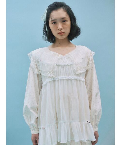 merry jenny(メリージェニー)の「シアーギャザーチュニック(チュニック・レディース・ブルー/オフホワイト/ベージュ・FREE)」の20枚目の写真