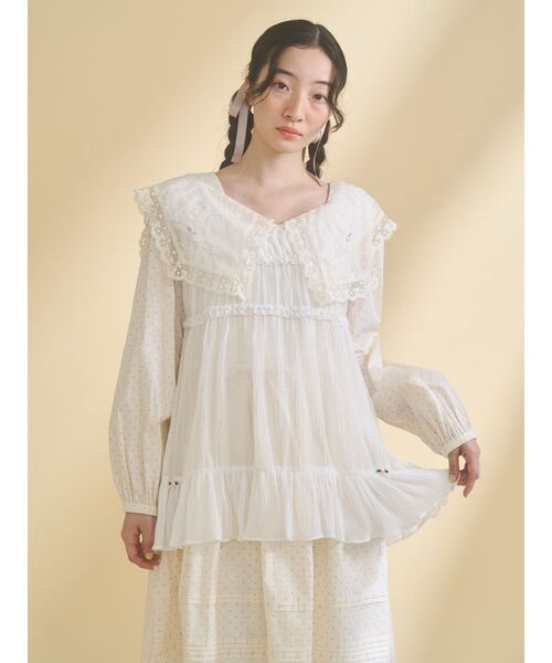 merry jenny(メリージェニー)の「シアーギャザーチュニック(チュニック・レディース・ブルー/オフホワイト/ベージュ・FREE)」の22枚目の写真