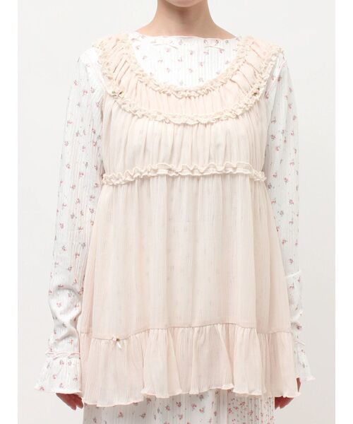 merry jenny(メリージェニー)の「シアーギャザーチュニック(チュニック・レディース・ブルー/オフホワイト/ベージュ・FREE)」の4枚目の写真