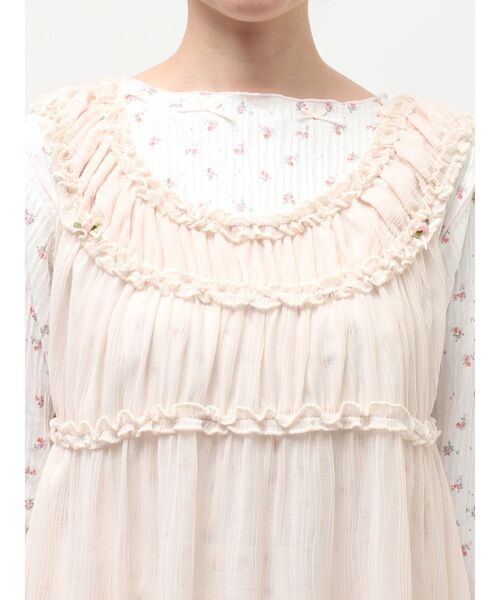 merry jenny(メリージェニー)の「シアーギャザーチュニック(チュニック・レディース・ブルー/オフホワイト/ベージュ・FREE)」の7枚目の写真