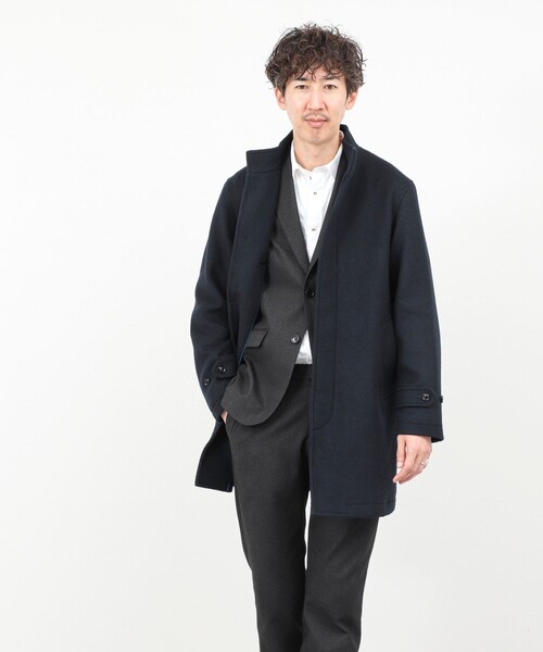 NOLLEY’S(ノーリーズ)の「《ビジカジ対応》尾州ビーバースタンドカラーコート 25AW(その他アウター・メンズ・ブラック/グレー/ダークネイビー・S/M/L/XL)」の11枚目の写真