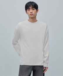ピグメントリラックスドクルーネック長袖Tシャツ[オフホワイト]