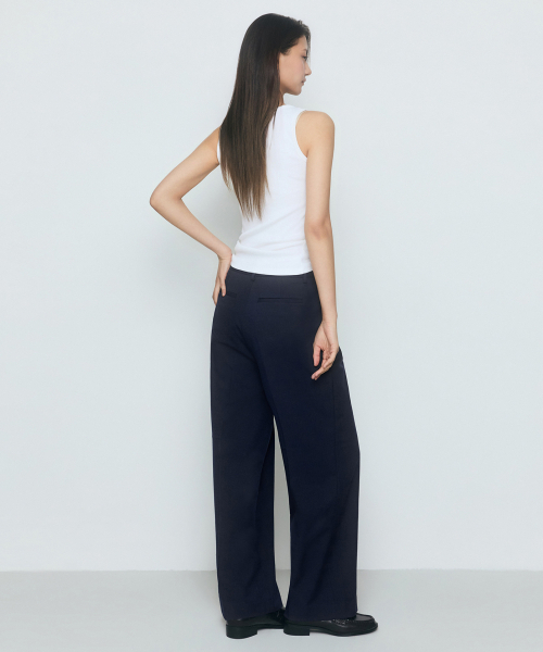MUSINSA STANDARD WOMAN（ムシンサスタンダードウーマン）の「ウィメンズハイウエストワイドヒドゥンバンディングスラックス[ネイビー]（スラックス・レディース・その他・24/25/26/28/29/27/30/31/32/34）」の3枚目の写真
