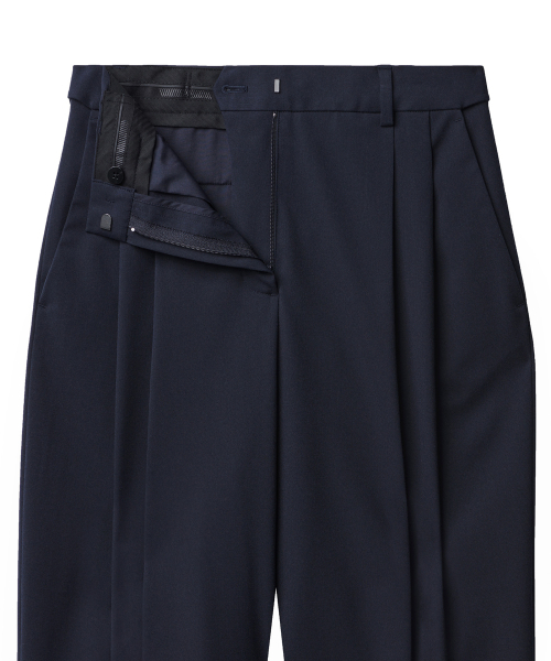 MUSINSA STANDARD WOMAN（ムシンサスタンダードウーマン）の「ウィメンズハイウエストワイドヒドゥンバンディングスラックス[ネイビー]（スラックス・レディース・その他・24/25/26/28/29/27/30/31/32/34）」の4枚目の写真