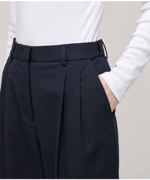 MUSINSA STANDARD WOMAN（ムシンサスタンダードウーマン）の「ウィメンズハイウエストワイドヒドゥンバンディングスラックス[ネイビー]（スラックス・レディース・その他・24/25/26/28/29/27/30/31/32/34）」の6枚目の写真