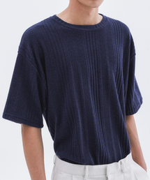 TRIP LE SENS（トリップ ル センス）の「Brushed Stripes Knit T-Shirt_Navy（Tシャツ/カットソー）」
