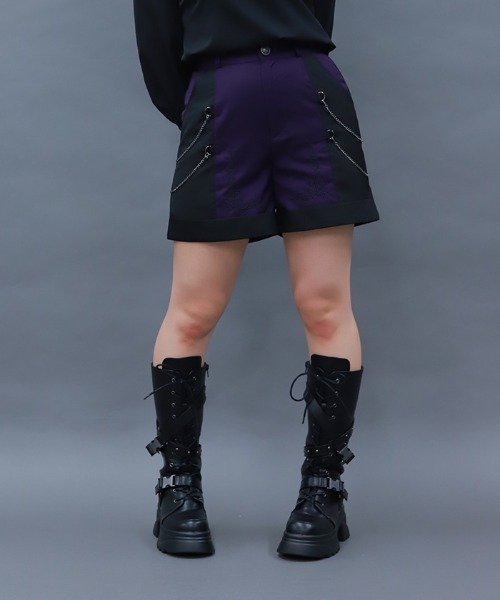 NIBBLE POISON（ニブルポイズン）の「刺繍バイカラーショートパンツ（その他パンツ・レディース・パープル/ネイビー/ワイン・MEDIUM）」の3枚目の写真