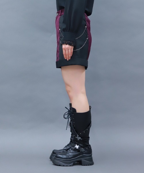 NIBBLE POISON（ニブルポイズン）の「刺繍バイカラーショートパンツ（その他パンツ・レディース・パープル/ネイビー/ワイン・MEDIUM）」の5枚目の写真