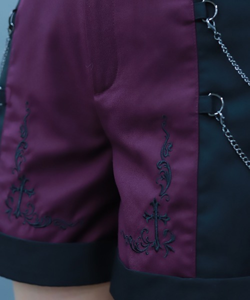 NIBBLE POISON（ニブルポイズン）の「刺繍バイカラーショートパンツ（その他パンツ・レディース・パープル/ネイビー/ワイン・MEDIUM）」の7枚目の写真