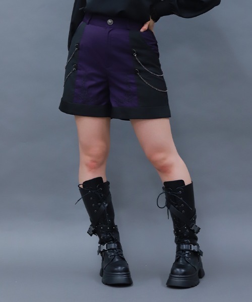 NIBBLE POISON（ニブルポイズン）の「刺繍バイカラーショートパンツ（その他パンツ・レディース・パープル/ネイビー/ワイン・MEDIUM）」の10枚目の写真