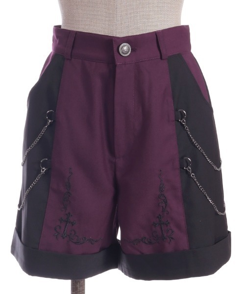 NIBBLE POISON（ニブルポイズン）の「刺繍バイカラーショートパンツ（その他パンツ・レディース・パープル/ネイビー/ワイン・MEDIUM）」の22枚目の写真
