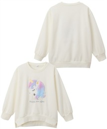 QUNTSTYLE（キュントスタイル）の「裏起毛レインボーユニコーンアップリケトレーナー（スウェット・キッズ）」
