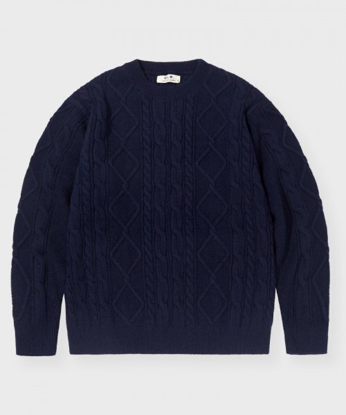 GLW(ジーエルダブリュ)の「ケーブルクルーネックセーターニットネイビー(ニット/セーター・レディース・その他・MEDIUM/SMALL/LARGE)」の1枚目の写真