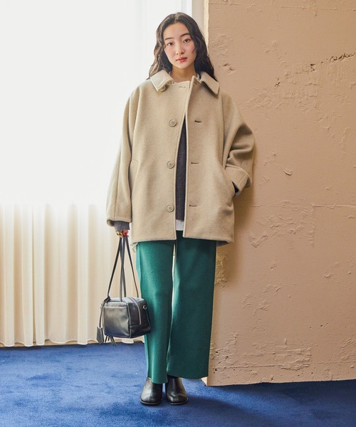 ライトモッサドルマンジャケットコート　ベージュ　ニコアンド niko and（ニコアンド）の「ライトモッサドルマンジャケットコート