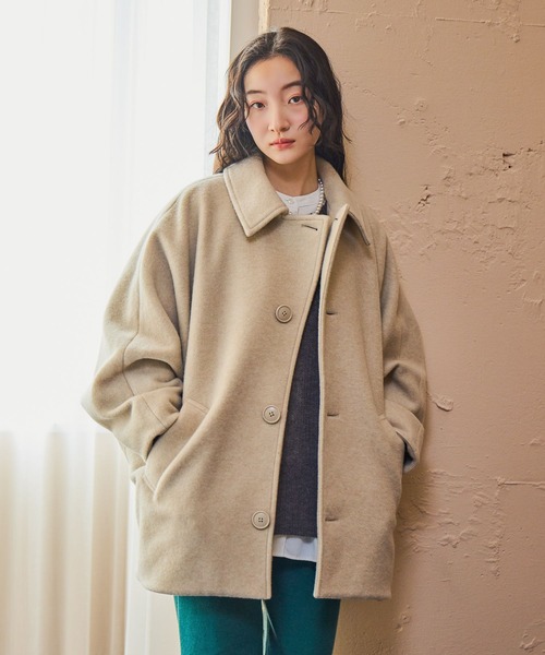 ライトモッサドルマンジャケットコート　ベージュ　ニコアンド ライトモッサドルマンジャケットコート（ブルゾン）｜niko and